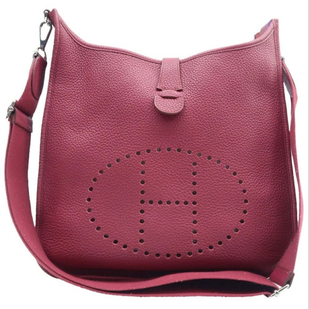 100% Authentic Hermès Purple Evelyne Leather Shoulder Bag